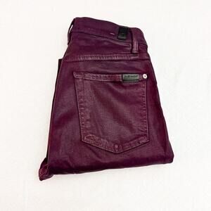 7 For All Mankind Red/Burgundy Straight Leg Skinny Denim Jeans Size 28